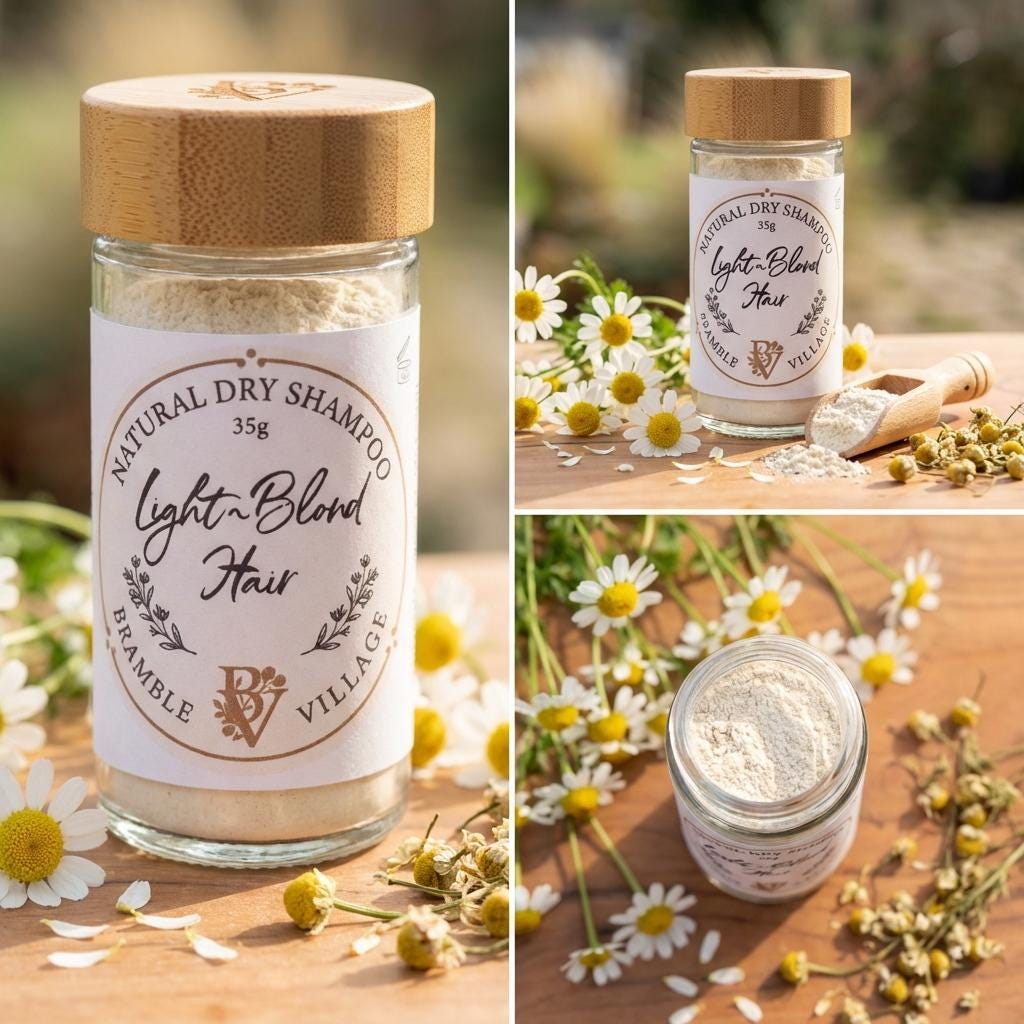 Natural Dry Shampoo Powder: For Light and Blond Hair, Botanical Hair & Scalp Refresher