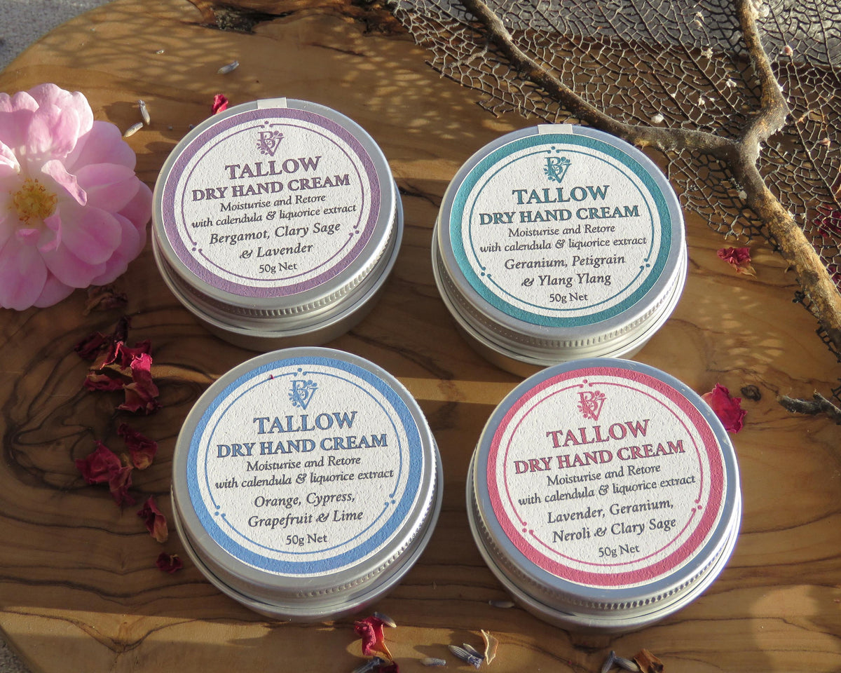 Tallow Hand Cream: for dry skin with Organic Grass Fed Tallow, Calendula & Liquorice Extract, Essential Oils