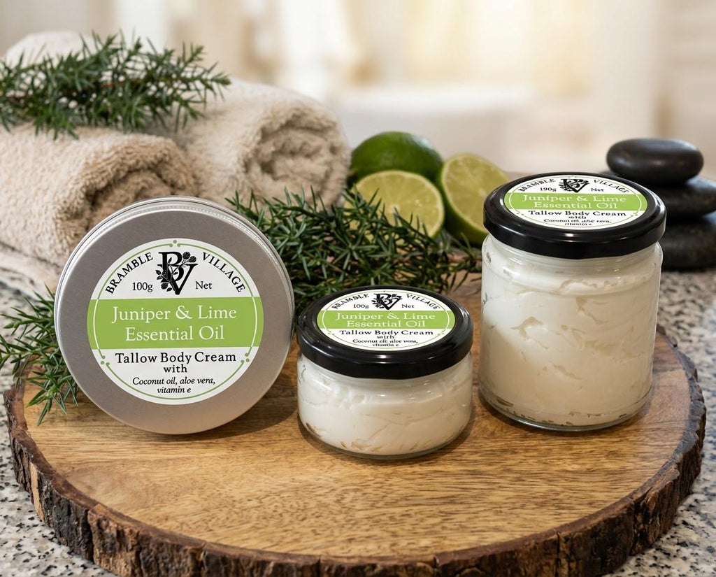 Tallow Body Cream - Juniper & Lime Essential Oils, Organic Grass-Fed, Body Moisturiser