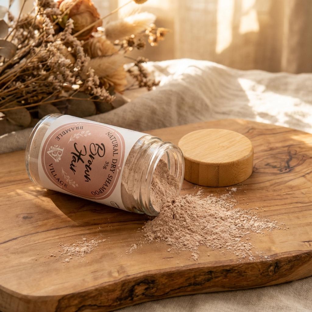 Natural Dry Shampoo Powder: For Brunette or Brown Hair, Botanical Hair & Scalp Refresher