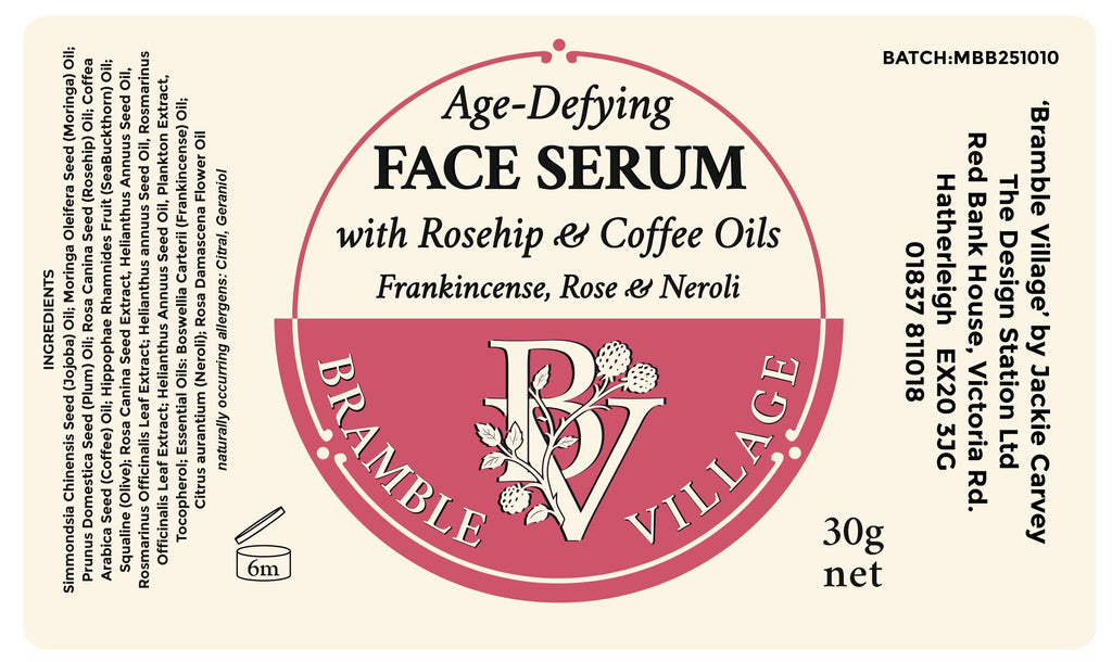 Age Defying Facial Serum: Rosehip, Sea Buckthorn, Coffee, Moringa Oils, Frankincense, Rose, Neroli