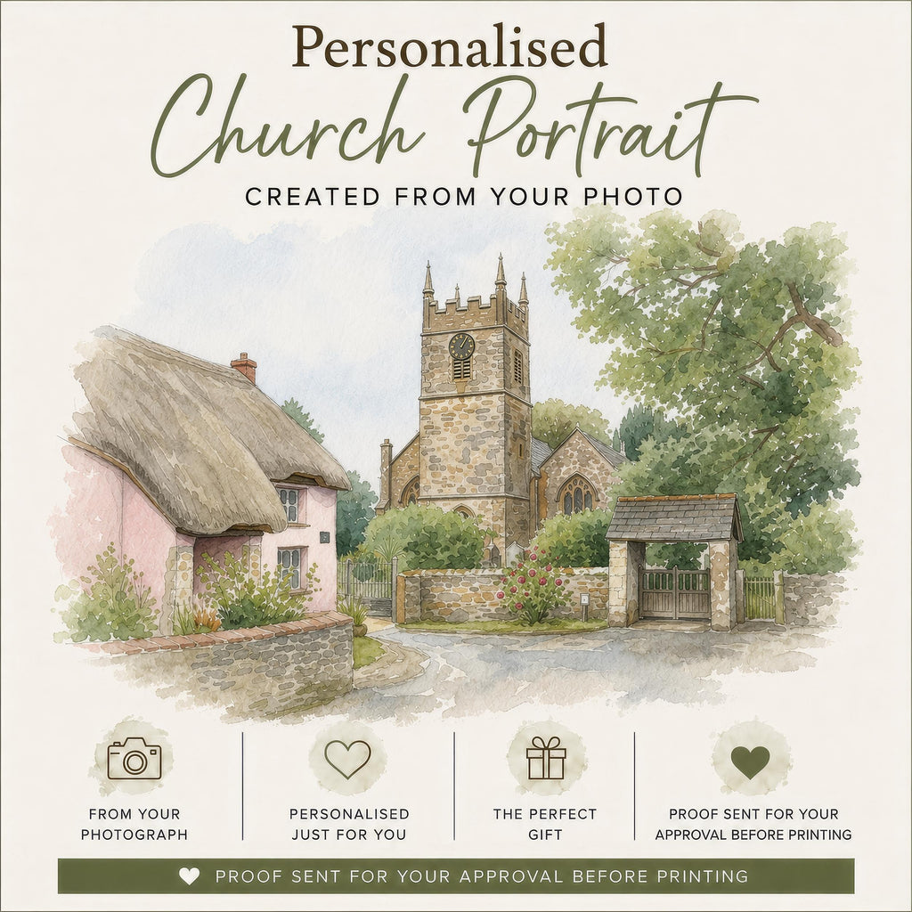 Personalised Wedding Venue Portrait from Photo, Custom Church Art Print, Wedding Anniversary Gift, Church Keepsake