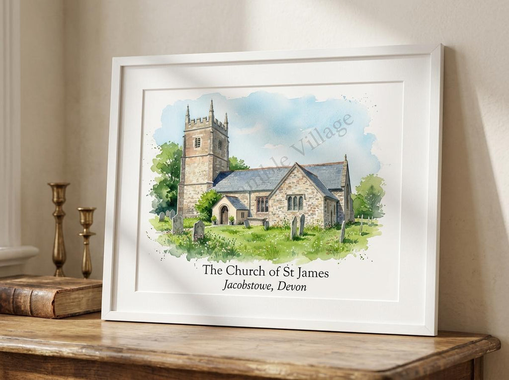 Personalised Wedding Venue Portrait from Photo, Custom Church Art Print, Wedding Anniversary Gift, Church Keepsake