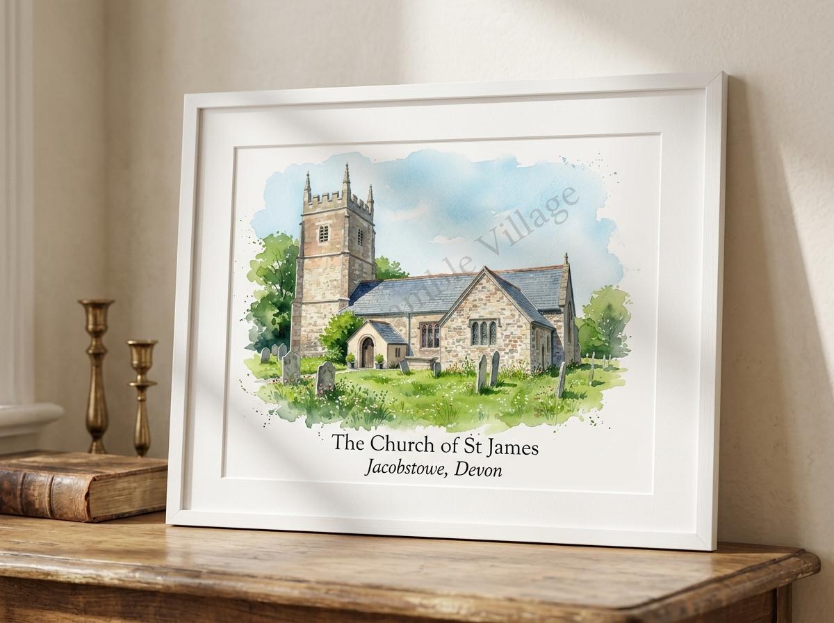 Personalised Wedding Venue Portrait from Photo, Custom Church Art Print, Wedding Anniversary Gift, Church Keepsake