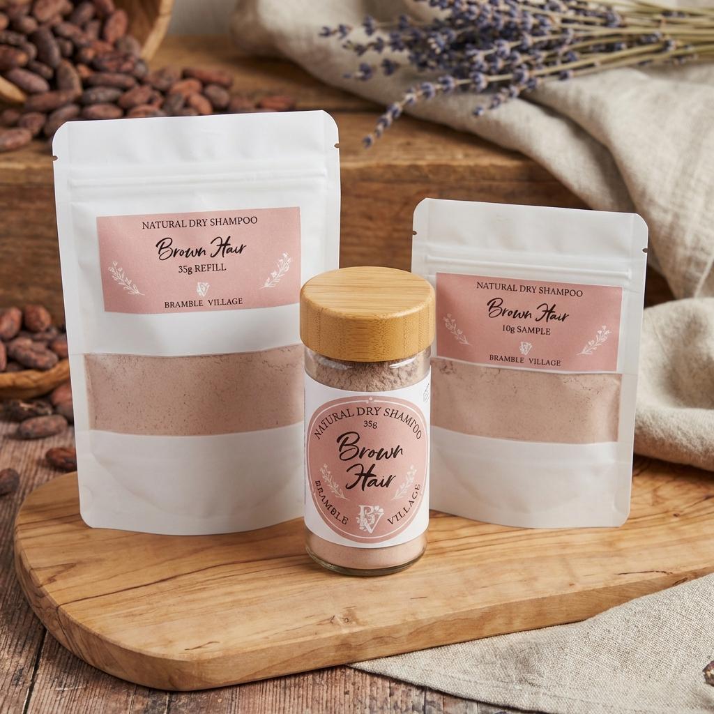 Natural Dry Shampoo Powder: For Brunette or Brown Hair, Botanical Hair & Scalp Refresher