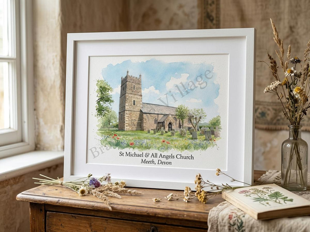 Personalised Wedding Venue Portrait from Photo, Custom Church Art Print, Wedding Anniversary Gift, Church Keepsake