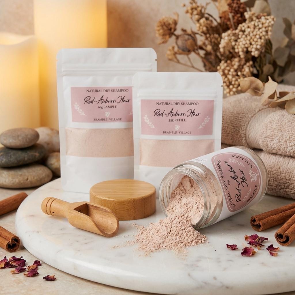 Natural Dry Shampoo Powder: For Copper, Red and Auburn Hair, Botanical Hair & Scalp Refresher
