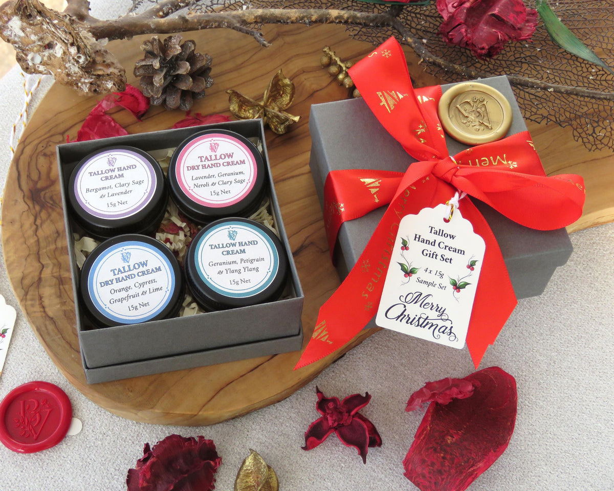 Hand Cream Sample Gift Set: Natural Tallow with Pure Essential Oils,  Dry Skin