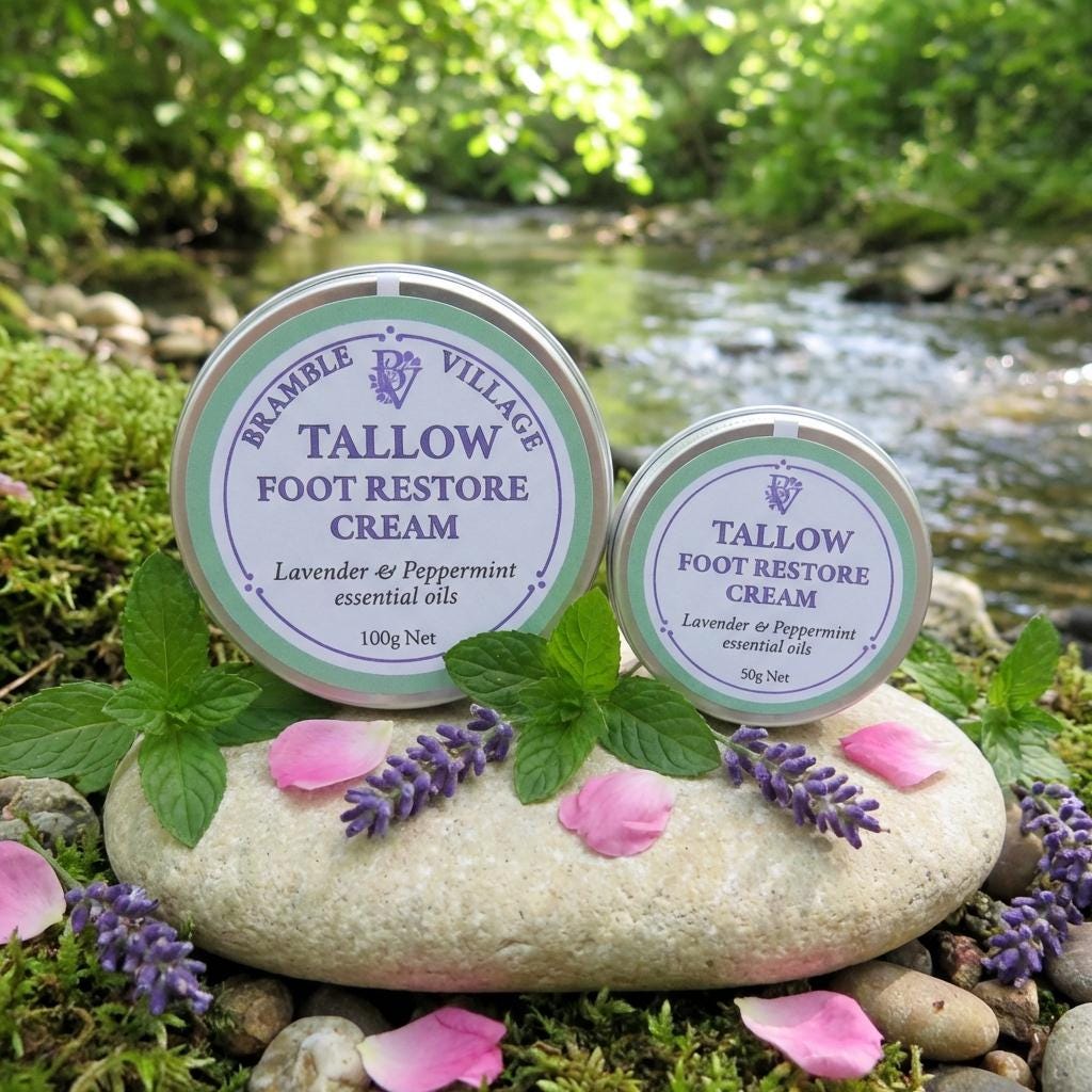 Tallow Foot Cream: Lavender & Peppermint |  Organic Grass Fed Tallow | Dry Cracked Feet Skin Care