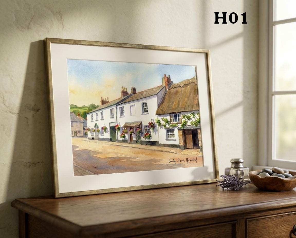 Devon Town Art Print: Personalised Hatherleigh Street Scenes