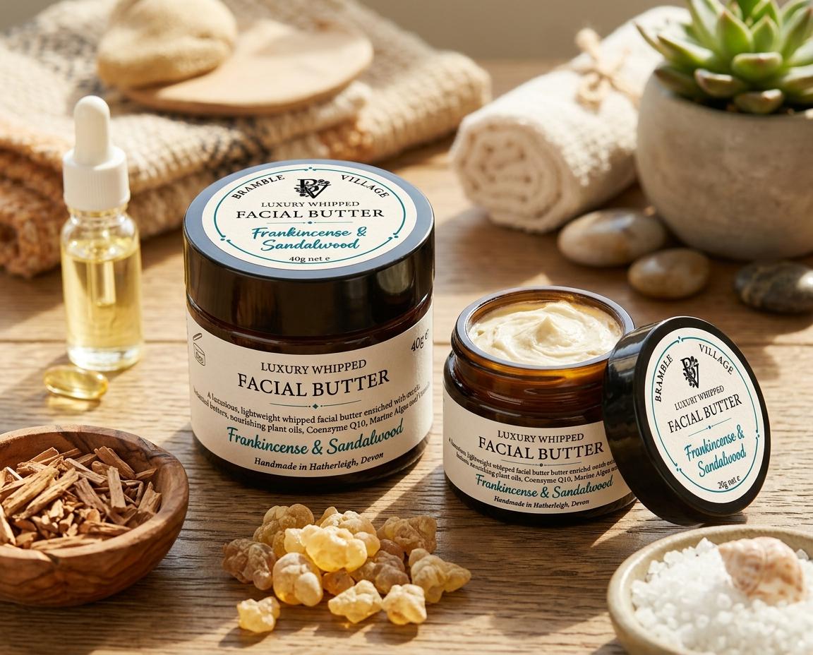 Luxury Whipped Facial Butter, Frankincense & Sandalwood, Coenzyme Q10, Marine Algae