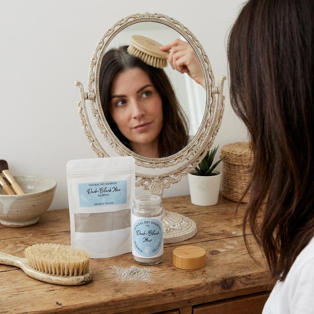 Natural Dry Shampoo Powder: For Dark to Black Hair, Botanical Hair & Scalp Refresher